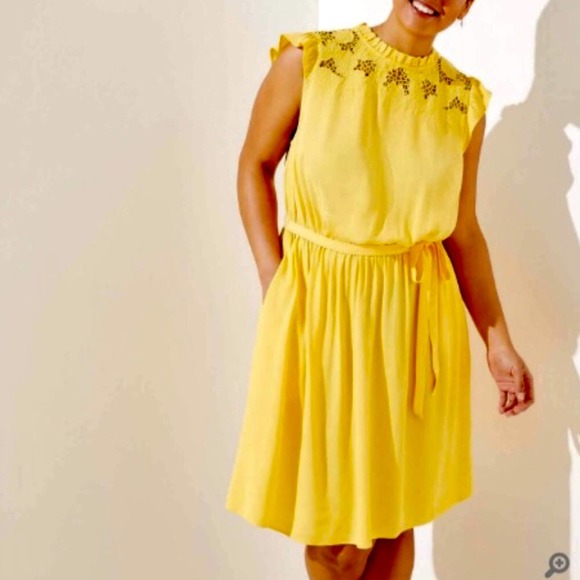 Loft Plus Size NWT Yellow Floral Ruffle Dress Women Various - Picture 11 of 14